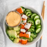 deconstructed California roll served in a bowl