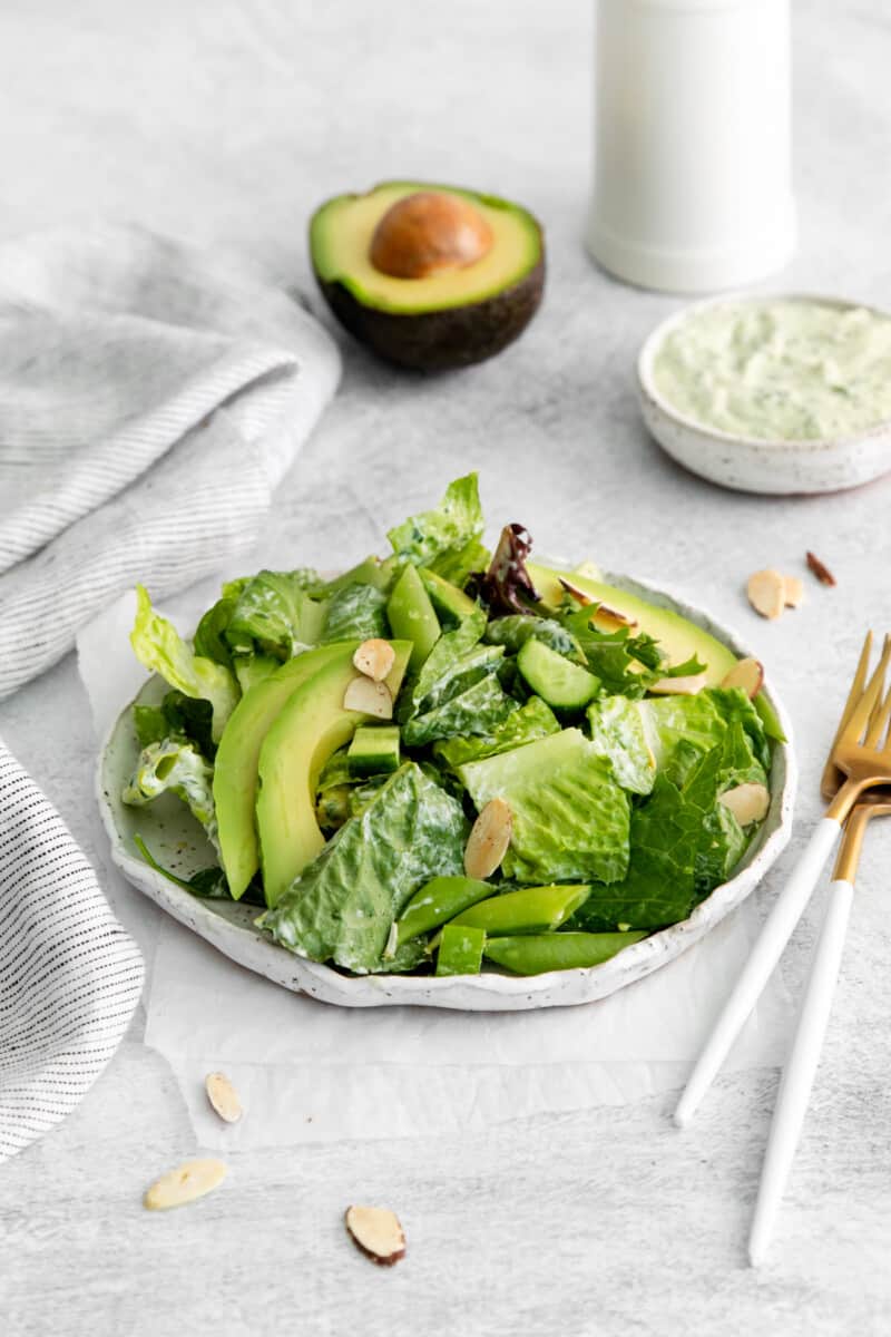 green goddess salad on a plate