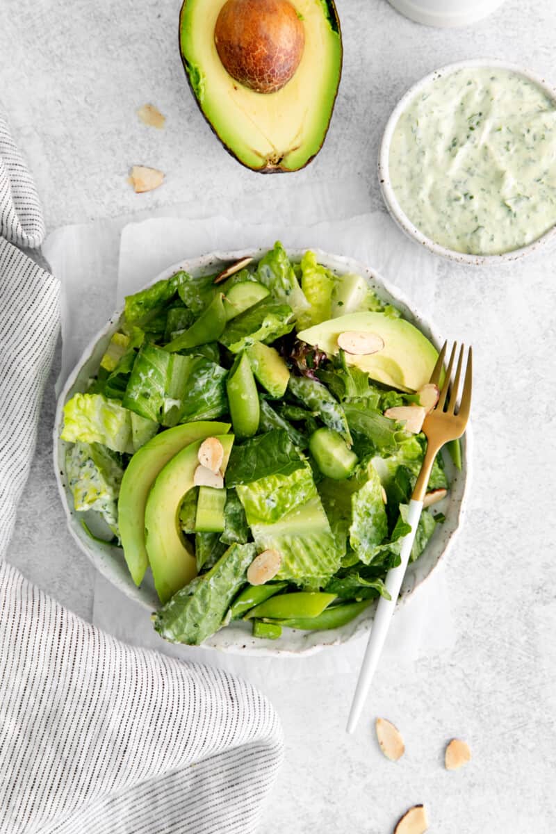 a green goddess salad with romaine