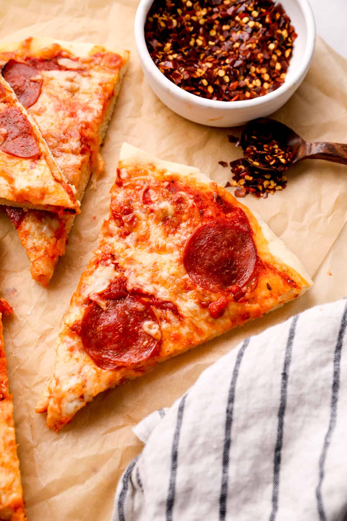 slices of homemade pepperoni pizza