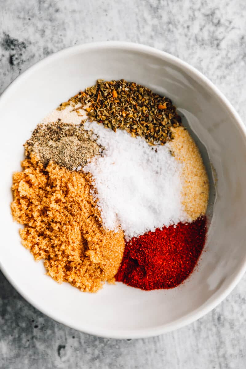 various spices combined in a small bowl