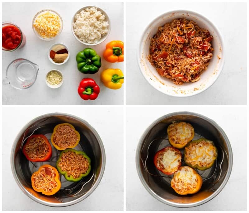 step by step photos for how to make instant pot stuffed peppers.