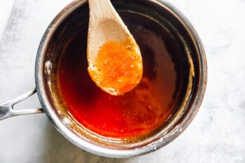 making the caramel in a pot