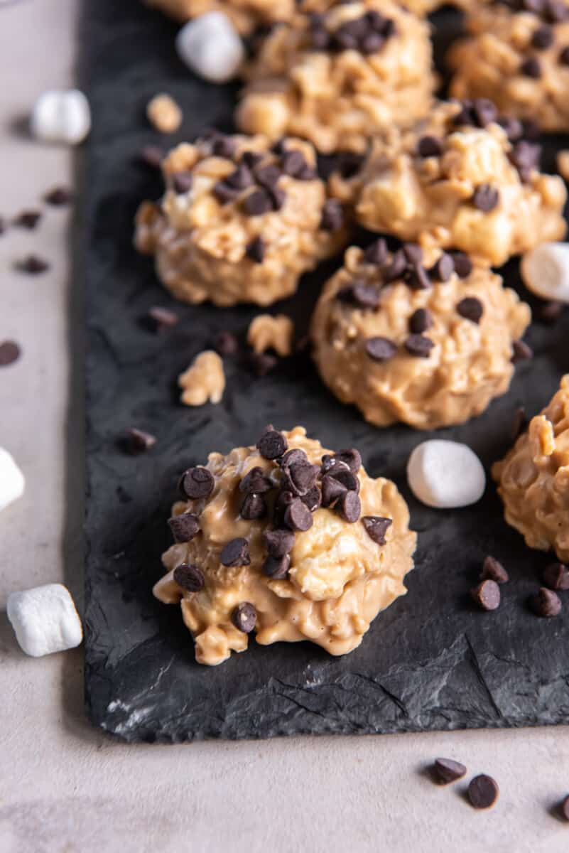 avalanche cookies on a slate tray.