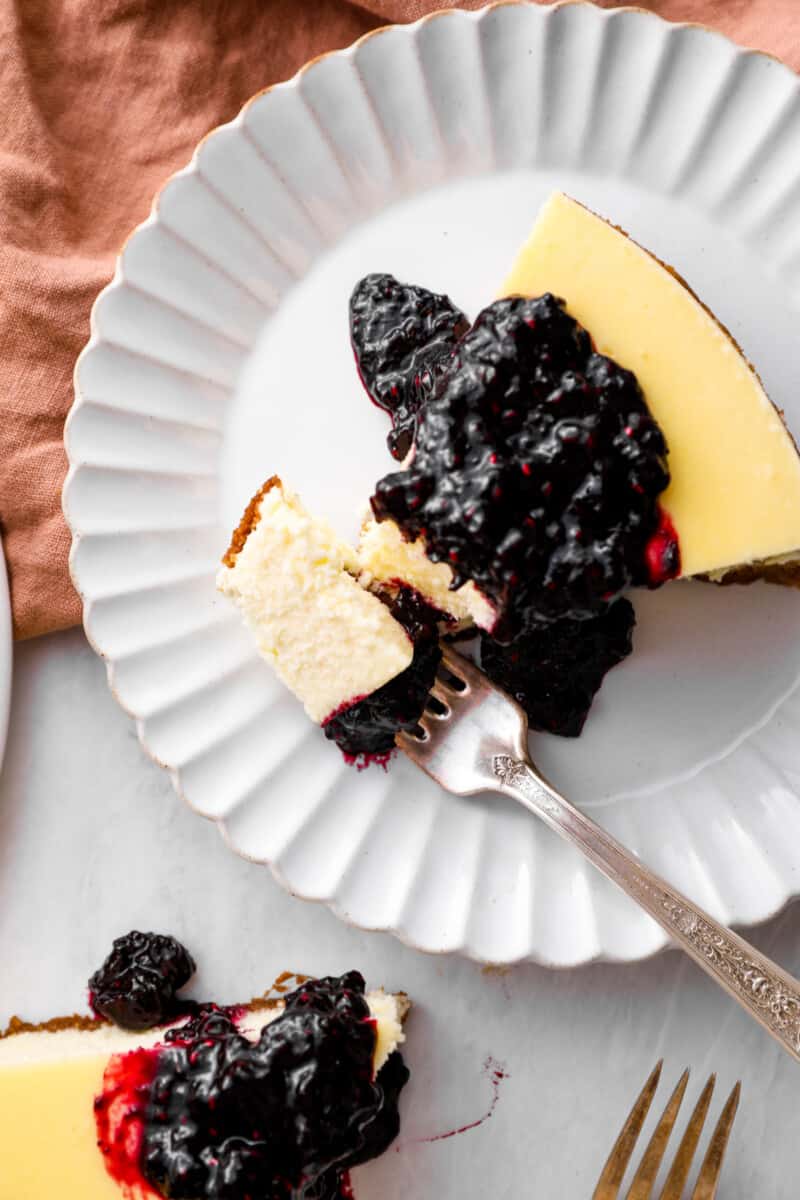 New York style cheesecake with blueberry