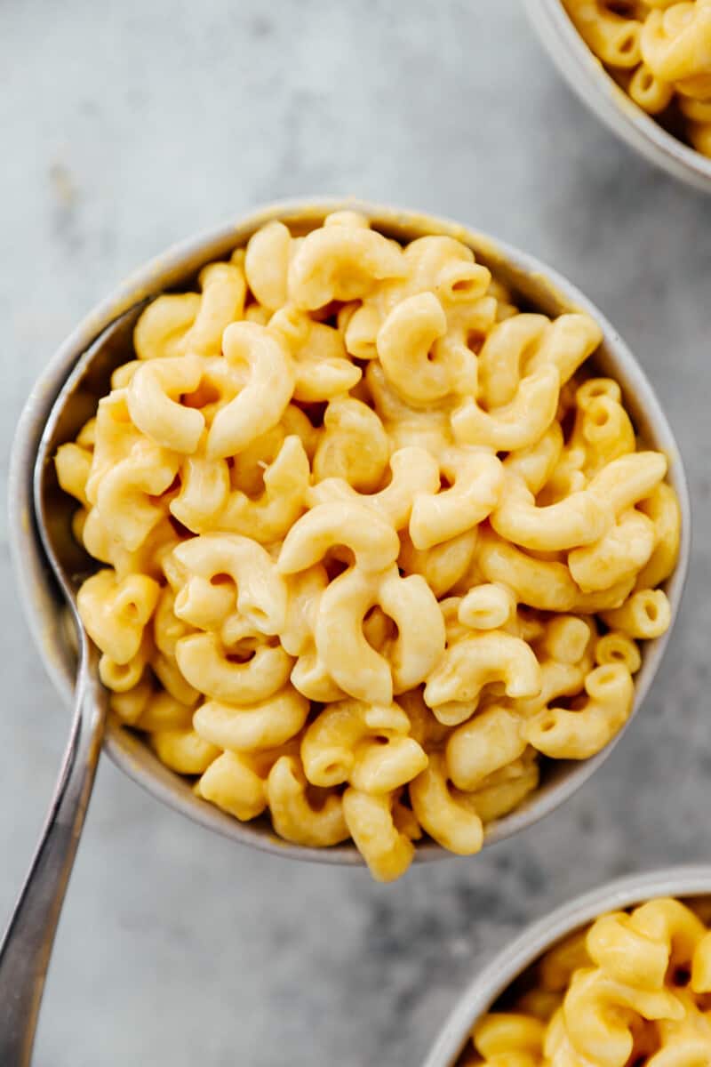 a bowl of instant pot Mac and cheese