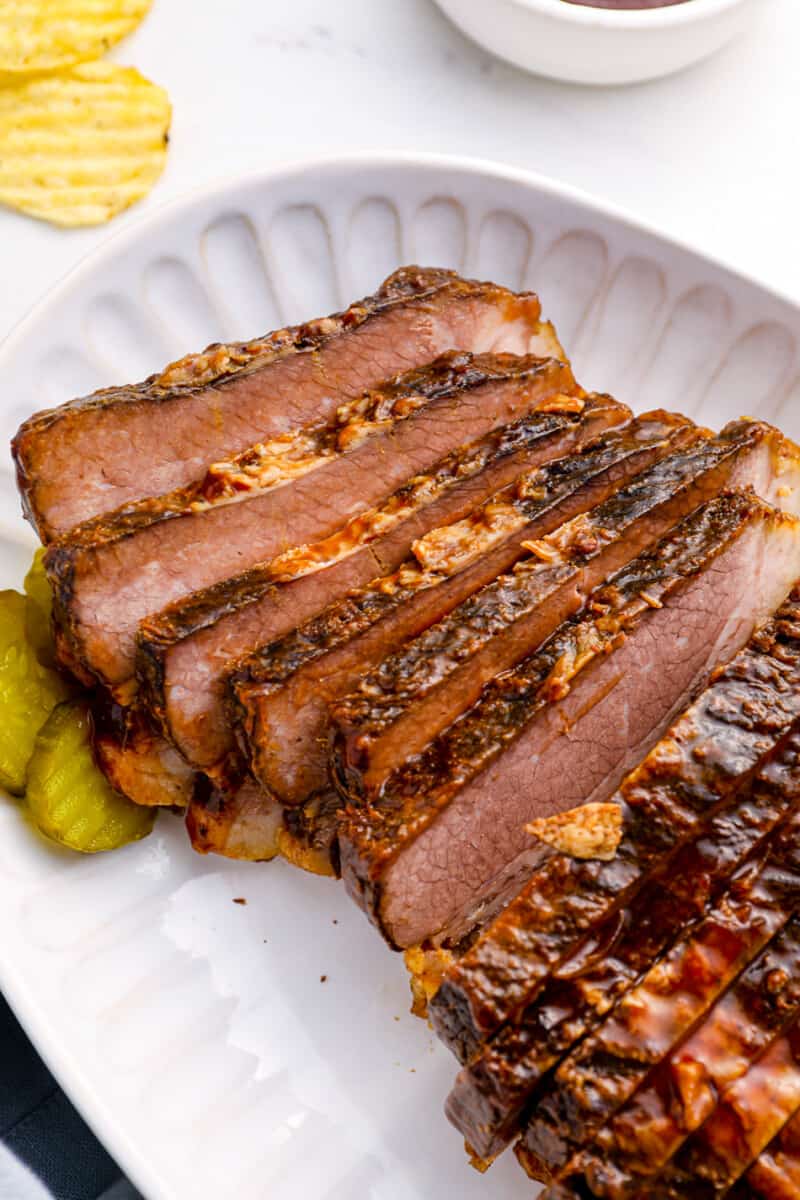 crockpot brisket cut into thin slices