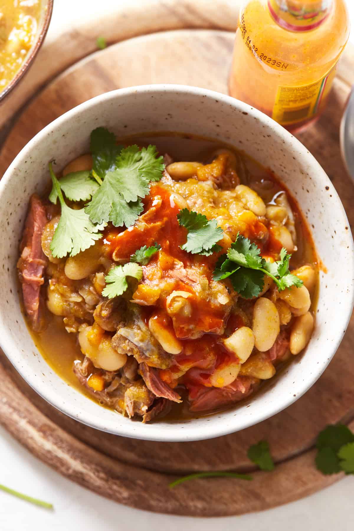 ham and bean soup in a bowl