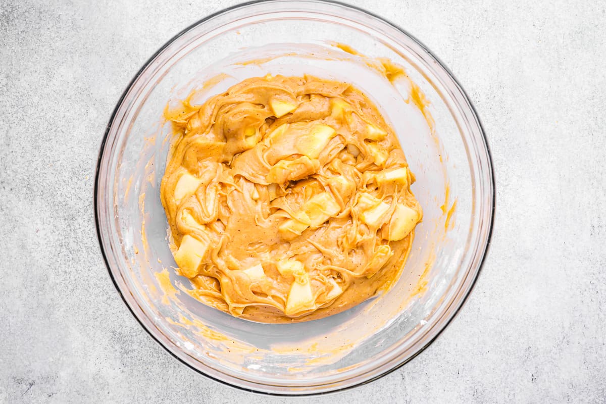 apple cupcake batter in a bowl