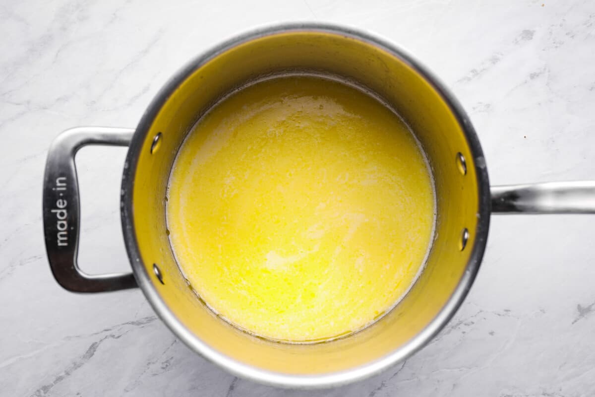 melted butter in a saucepan.