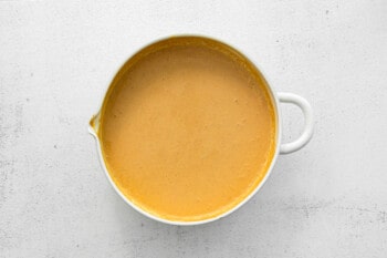 pumpkin pie filling in a mixing bowl