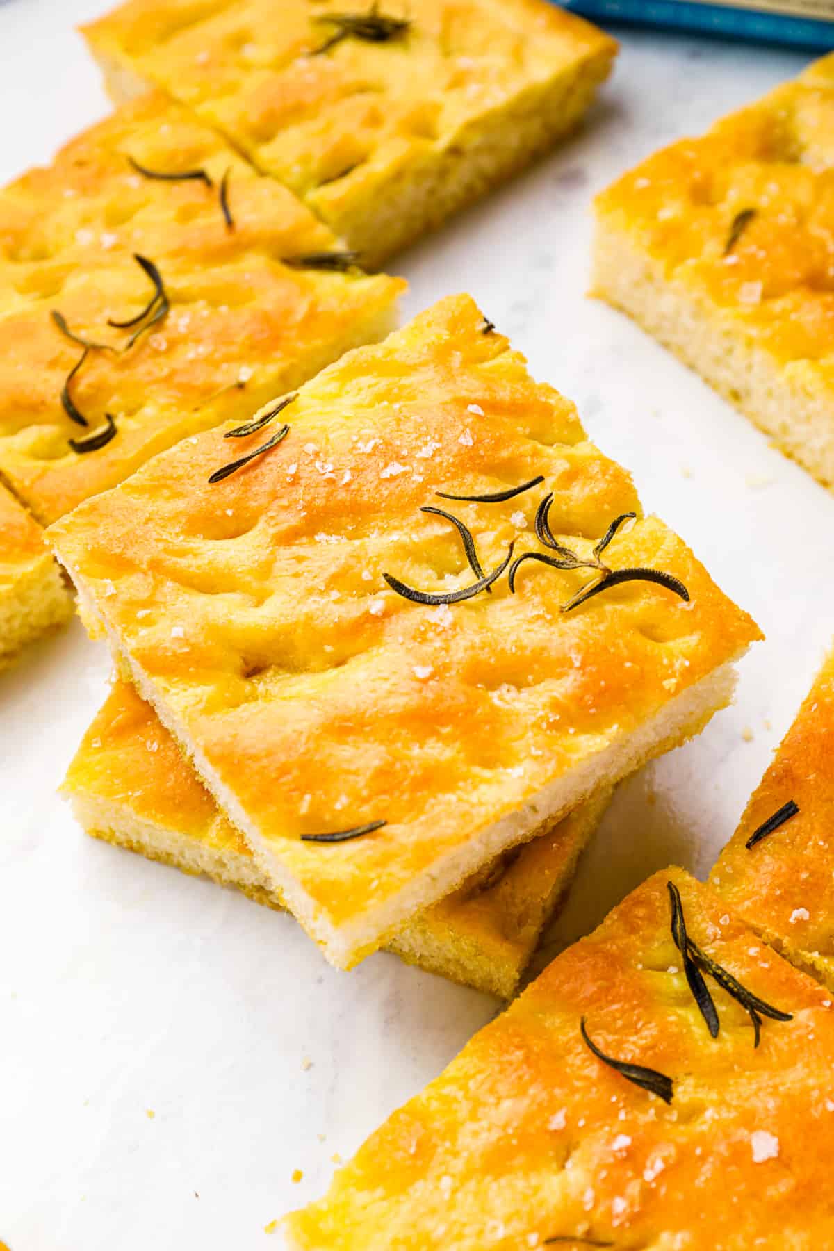 square slices of rosemary focaccia