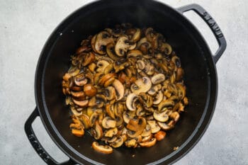 mushrooms in a dutch oven.