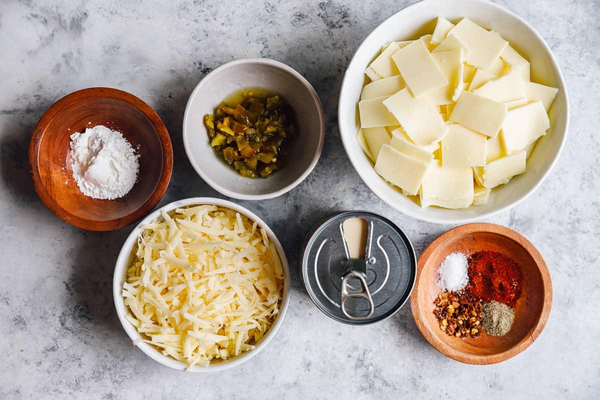 ingredients for how to make homemade white queso.