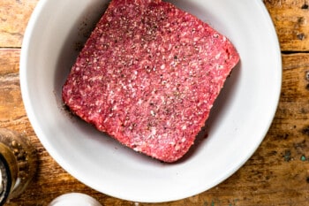 ground chuck in a mixing bowl