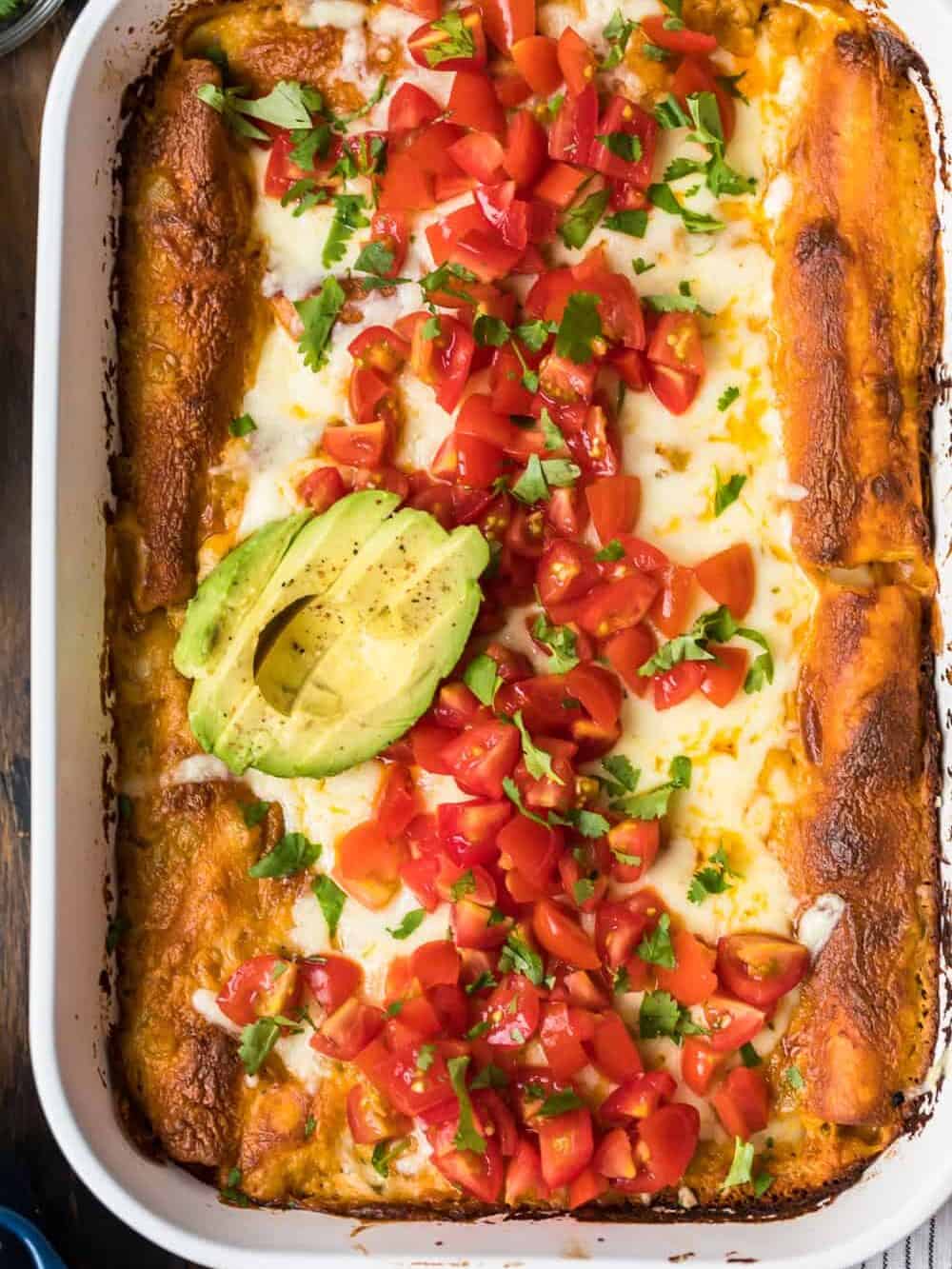 creamy cheesy chicken enchiladas featured image