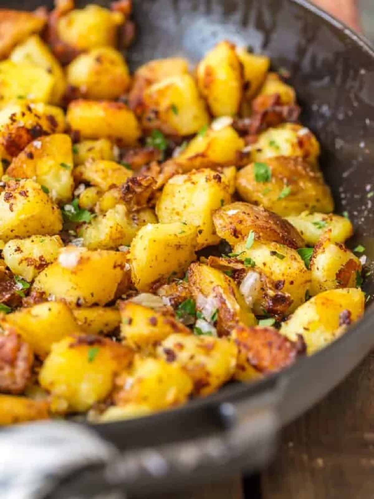 home fries in skillet