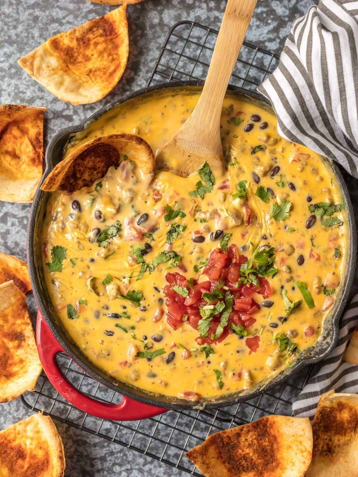 Loaded Rotel Dip in a skillet