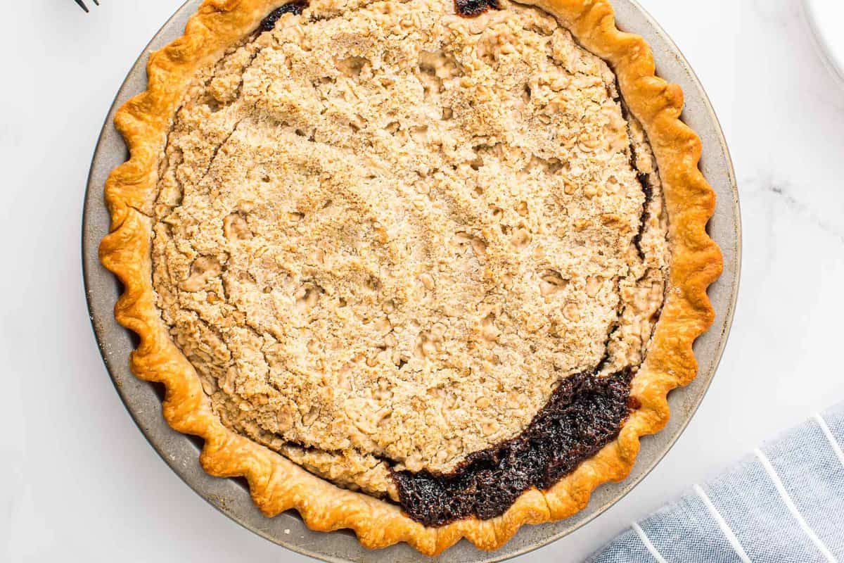 overhead image of shoofly pie