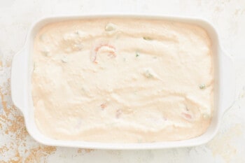 shrimp dip in a baking pan.