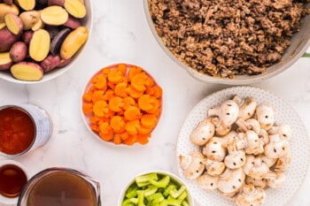 the ingredients for a beef stew.