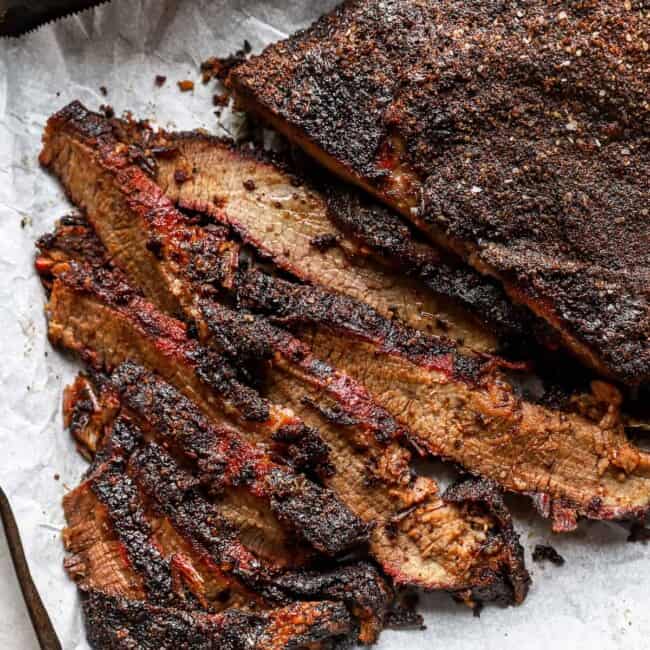 bbq ribs on a baking sheet.