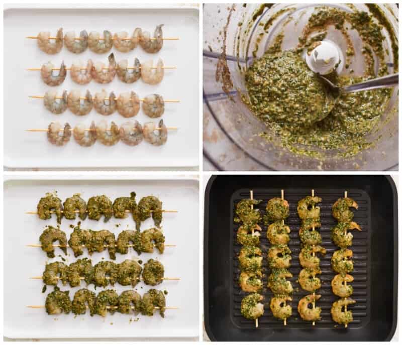 step by step photos for how to make pesto shrimp.