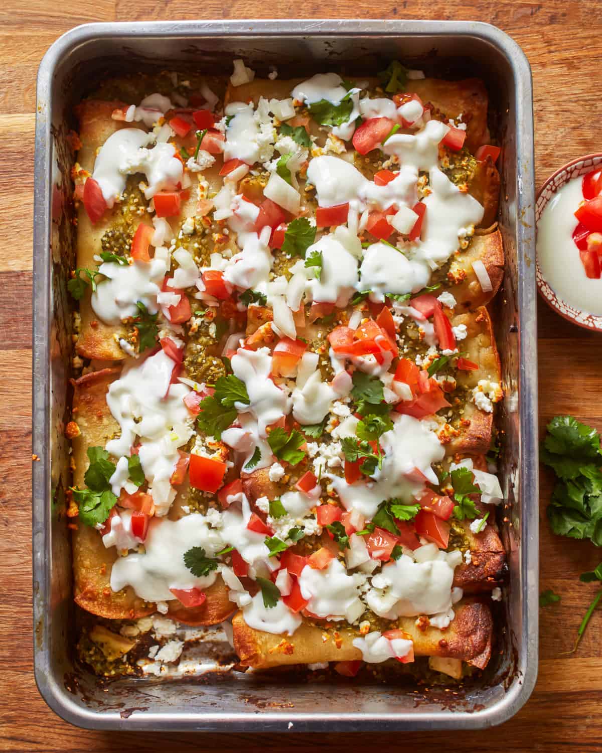 mexican enchiladas in a baking dish.