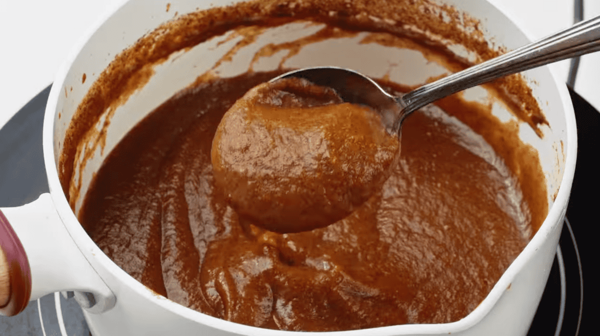 spiced pumpkin syrup in a saucepan.