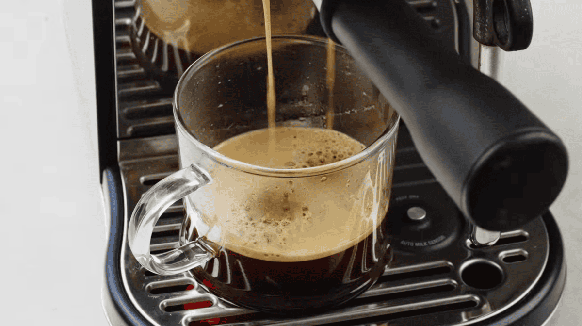 a brewed cup of espresso.