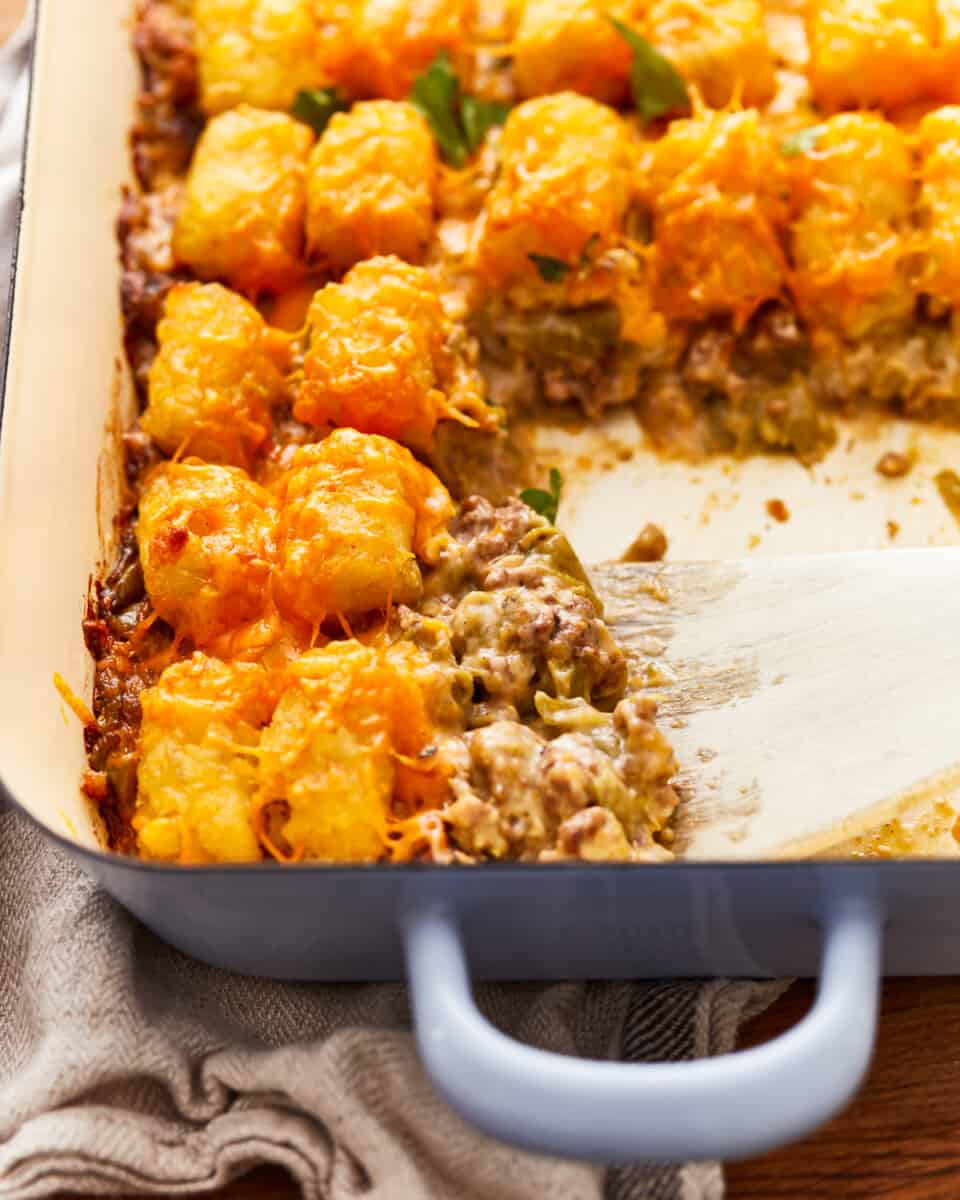 Cheesy tater tot casserole.