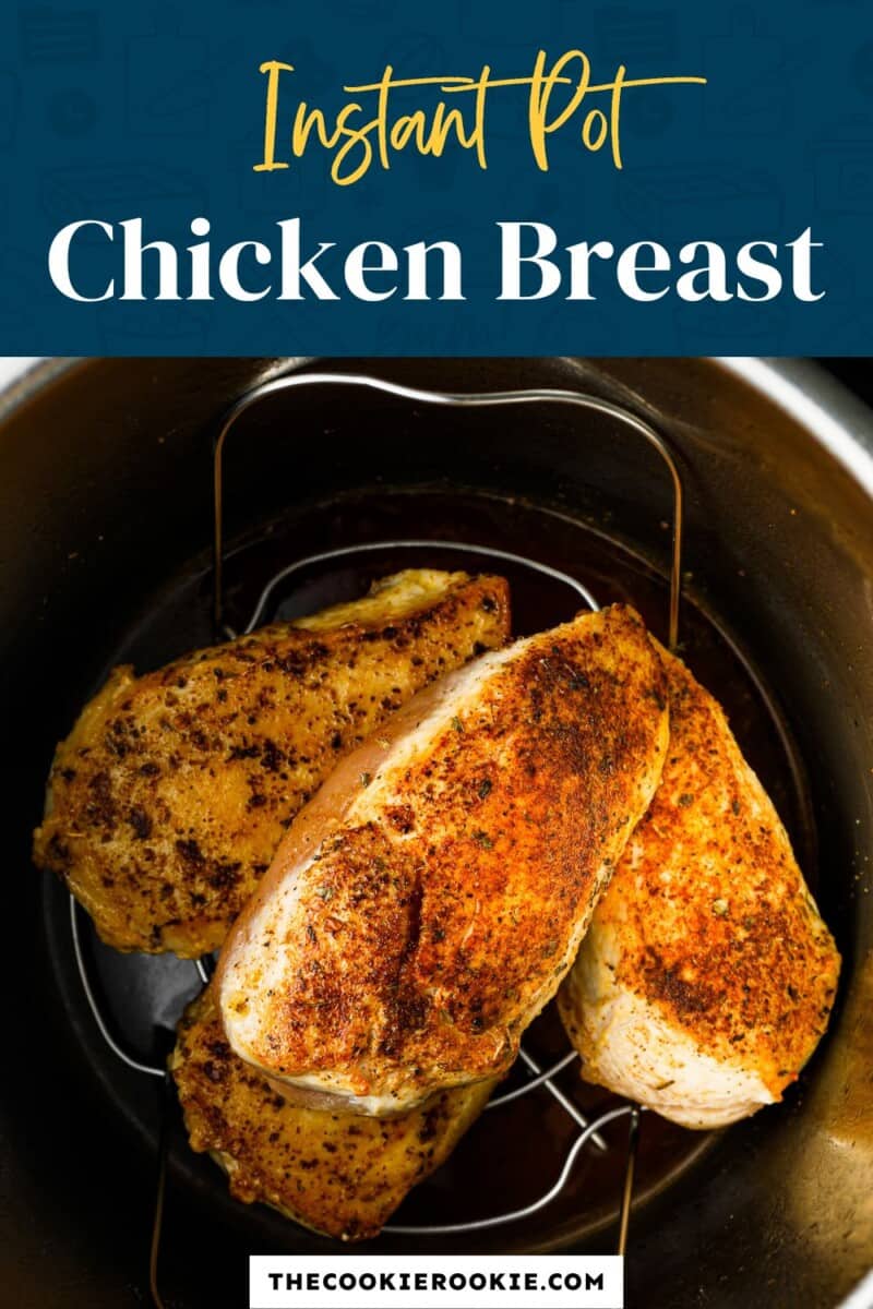 Instant pot chicken breast with the text instant pot chicken breast.