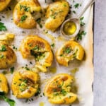 smashed potatoes on sheet pan