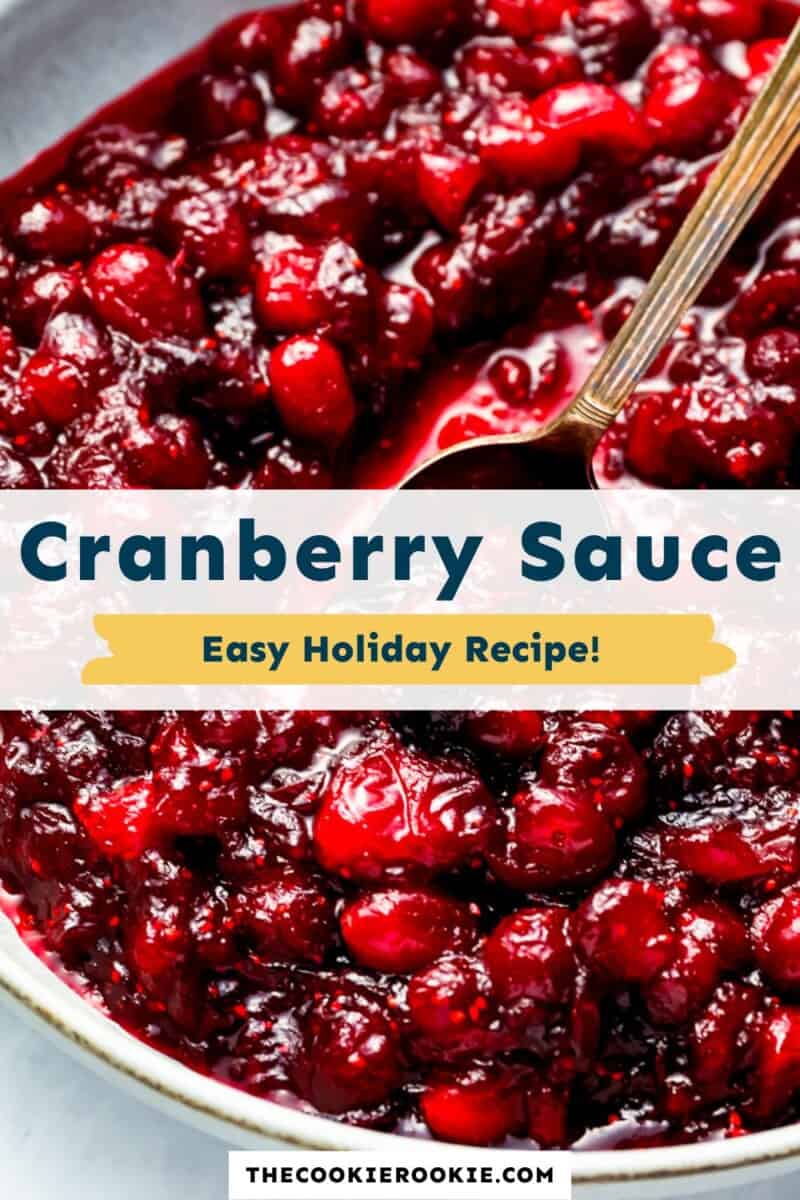 Cranberry sauce in a bowl with a spoon.