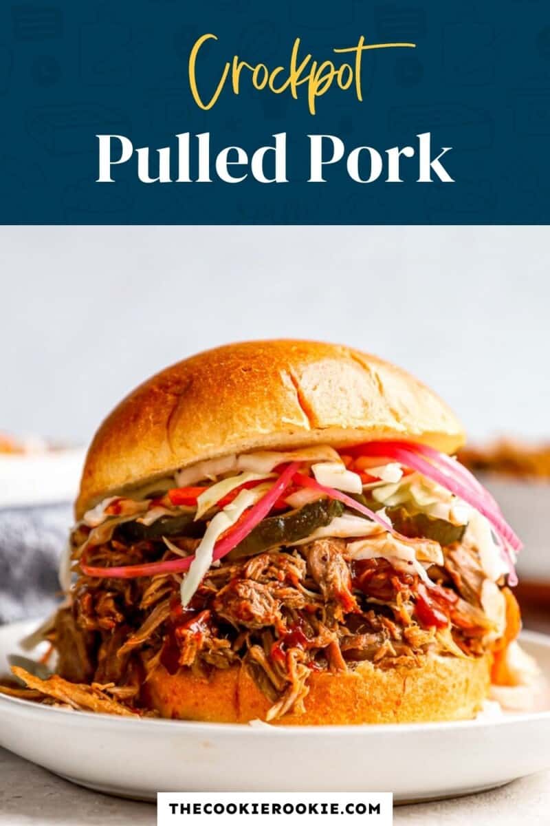 A crockpot pulled pork sandwich on a plate.