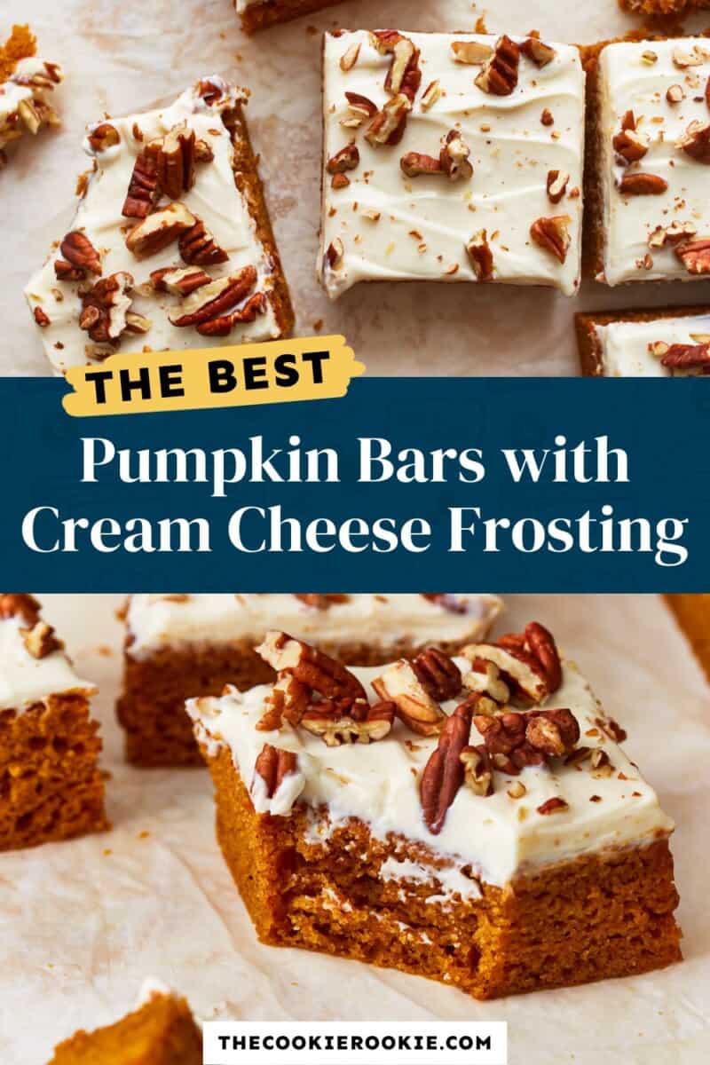 Pumpkin bars with cream cheese frosting.