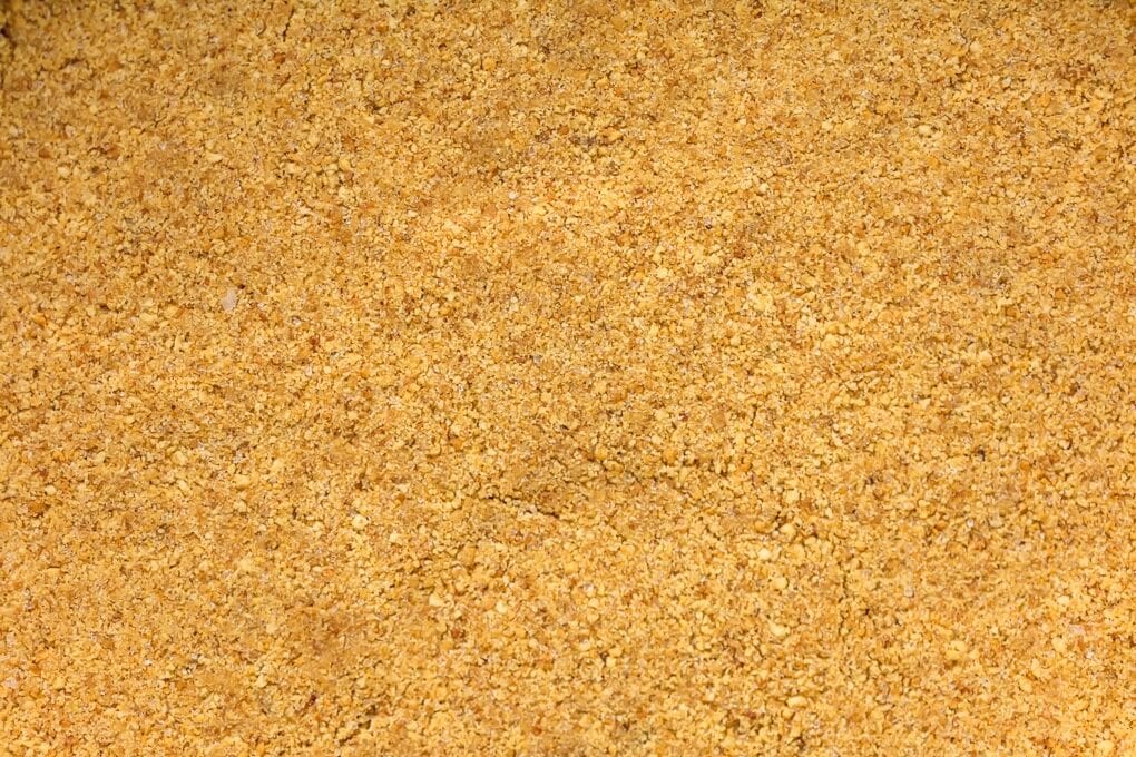 close up view of graham cracker crumbs.