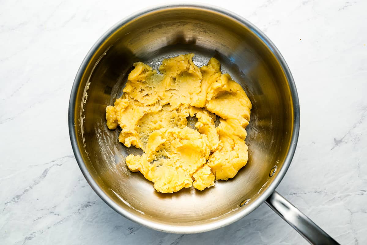 pastry dough in a pot.