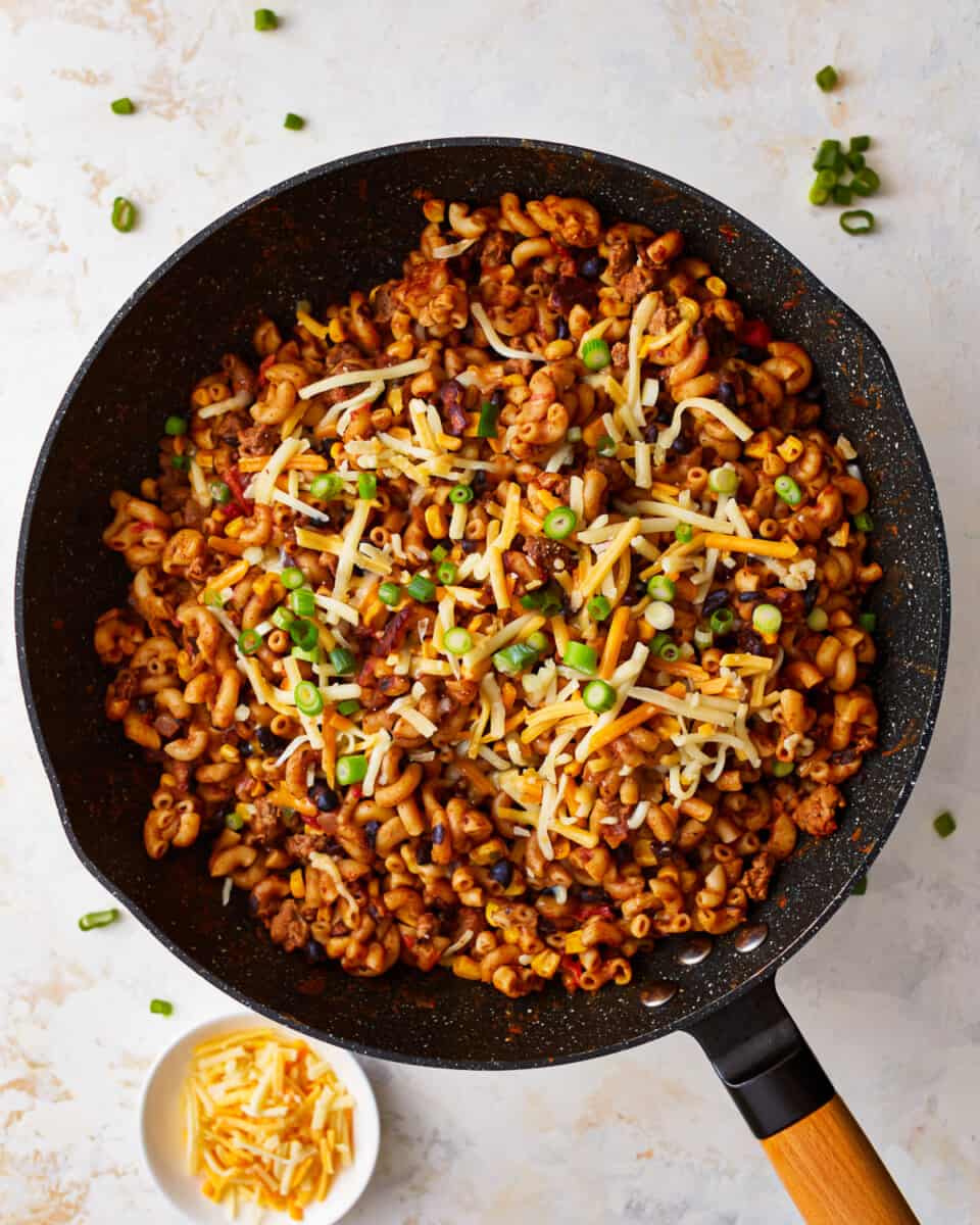 taco mac in a frying pan.