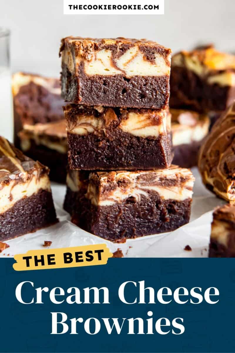 Cream cheese brownies with the text best cream cheese brownies.