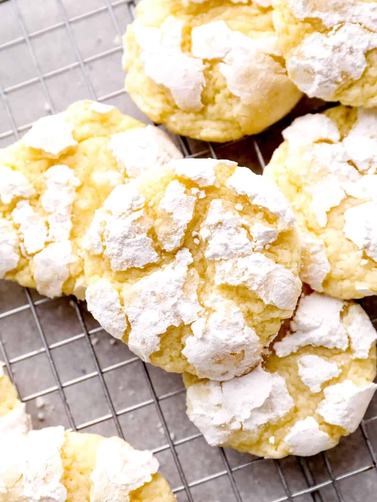 gooey butter cookies with powdered sugar