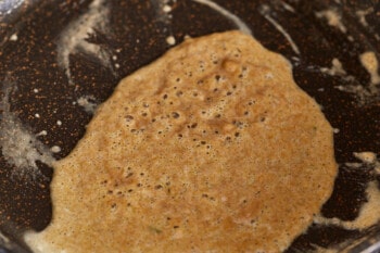 Making a roux in a skillet.