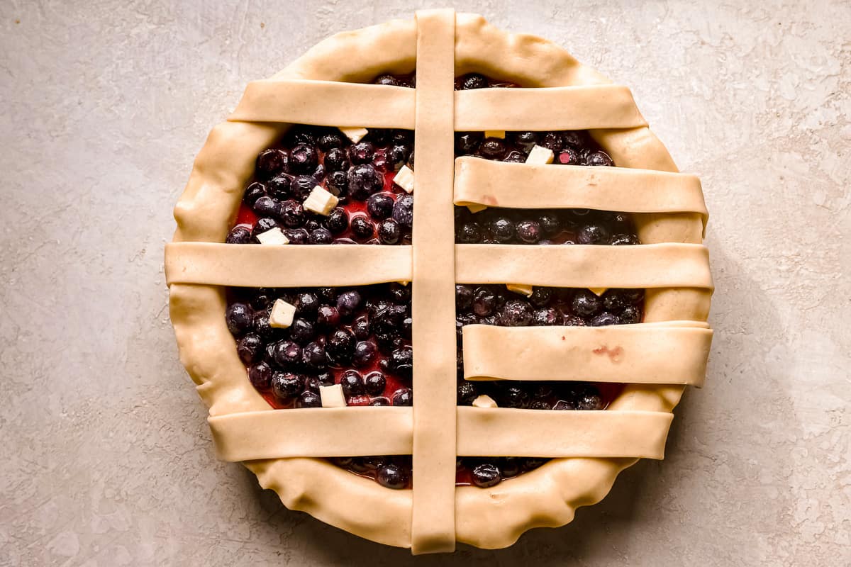 Partially complete lattice pie crust.