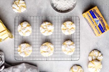 gooey butter cookies on a cooling rack