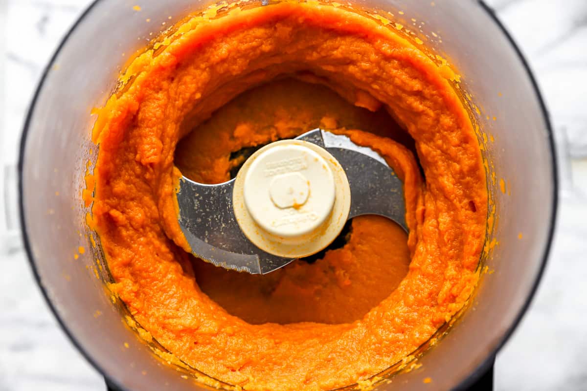 sweet potato puree in a food processor.