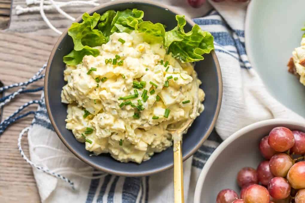 Classic egg salad in a bowl 