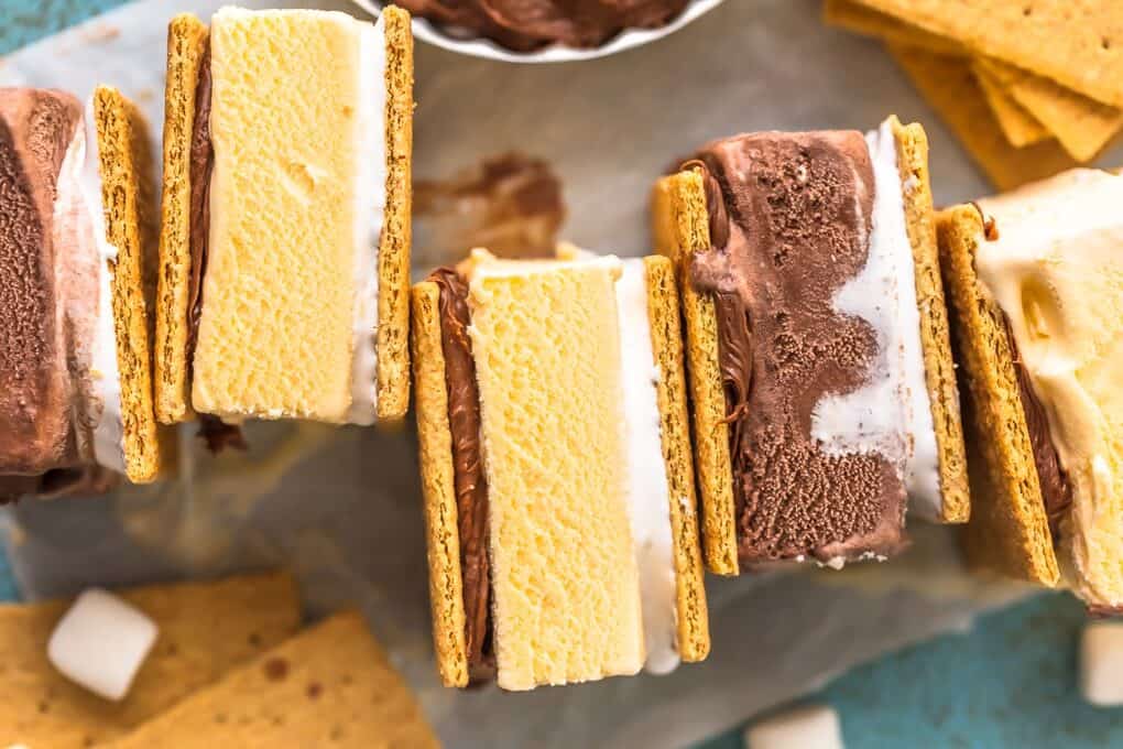 stacks of smore ice cream sandwiches