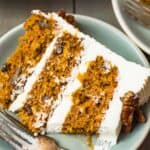 slice of carrot cake on plate