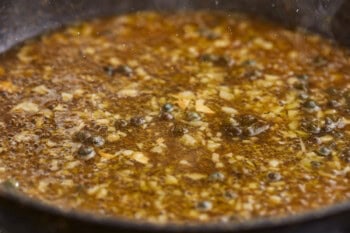 lemon pepper sauce in a pan.