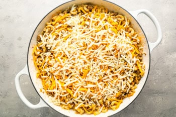 casserole topped with shredded cheese.